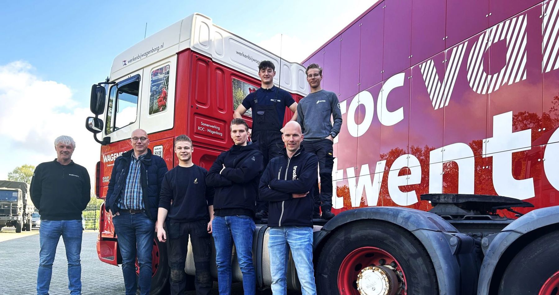 Future truck technicians work with sponsored Wagenborg truck